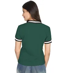 Fabricorn Solid Short Sleeve Stylish V Neck Cotton Tshirt for Women-thumb5