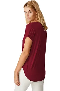 Fabricorn Cotton V-Neck Up Down Short Sleeve Tshirt for Women-thumb1