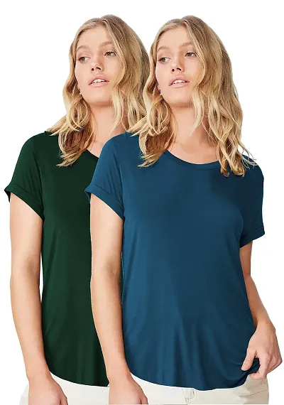 Fabricorn Combo of Plain Color Stylish Up and Down Tshirt for Women