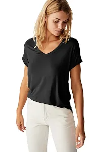 Fabricorn Cotton V-Neck Up Down Short Sleeve Tshirt for Women-thumb4