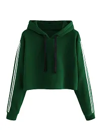 Fabricorn Women's Bottle Green Cotton Fleece Hooded Sweatshirt (Bottle Green, X-Large)-thumb2