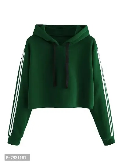 Fabricorn Women's Bottle Green Cotton Fleece Hooded Sweatshirt (Bottle Green, X-Large)-thumb3