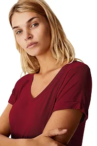 Fabricorn Combo of Cotton V-Neck Up Down Short Sleeve Tshirt for Women (Pack of 2)-thumb4