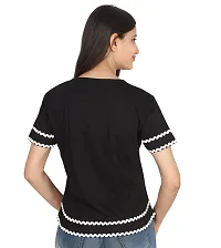 Fabricorn Solid Black Round Neck Cotton Tshirt for Women-thumb3