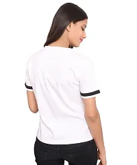 Fabricorn Solid White Short Sleeve Stylish V-Neck Cotton Tshirt for Women-thumb2