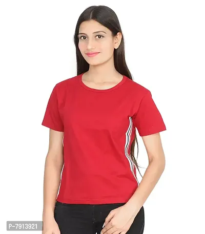 Fabricorn Solid Short Sleeve Stylish Round Neck Cotton Tshirt for Women