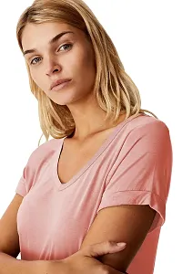 Fabricorn Combo of Cotton V-Neck Up Down Short Sleeve Tshirt for Women (Pack of 2)-thumb3