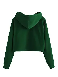 Fabricorn Women's Bottle Green Cotton Fleece Hooded Sweatshirt (Bottle Green, X-Large)-thumb3