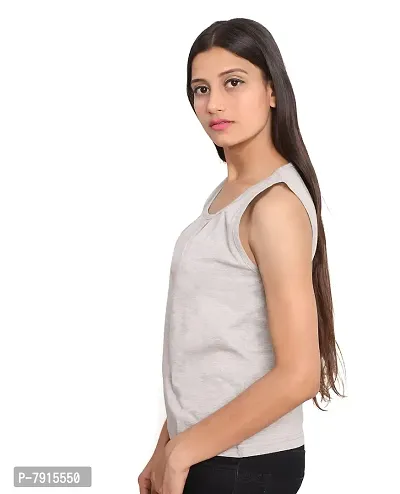 Fabricorn Black and White Striped Round Neck Cotton Blend Sleeveless Tshirt for Women-thumb3