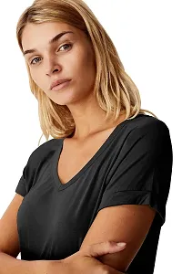 Fabricorn Cotton V-Neck Up Down Short Sleeve Tshirt for Women-thumb3