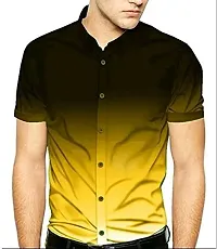 Silver Buck Men's Digital Printed Poly Cotton Halfsleeve Classic Collar Casual Shirt (Black) Size:--thumb4