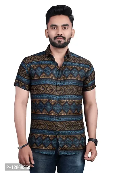 Stylish Cotton Blend Printed Shirt For Men-thumb0