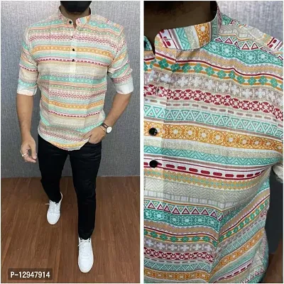 Reliable Multicoloured Cotton Blend Printed Kurta For Men-thumb0