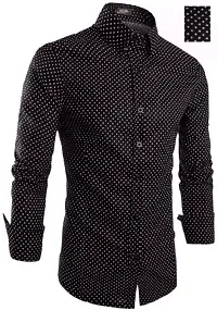 Silver Buck Men's Printed Cotton Fullsleeve Classic Collar Casual Shirt (Black) Size:--thumb4