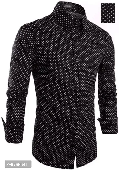 Silver Buck Men's Printed Cotton Fullsleeve Classic Collar Casual Shirt (Black) Size:--thumb5