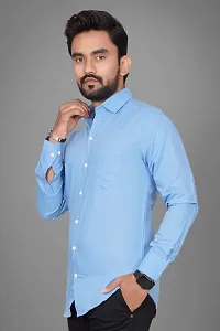 Reliable Blue Cotton Solid Shirt For Men-thumb1