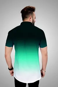 Silver Buck Men's Digital Printed Poly Cotton Halfsleeve Classic Collar Casual Shirt (Green) Size:-Medium-thumb4