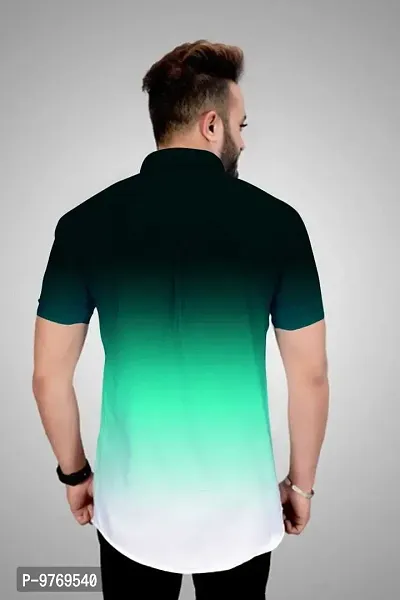 Silver Buck Men's Digital Printed Poly Cotton Halfsleeve Classic Collar Casual Shirt (Green) Size:-Medium-thumb5