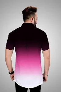 Silver Buck Men's Digital Printed Poly Cotton Halfsleeve Classic Collar Casual Shirt (Pink) Size:-Large-thumb1