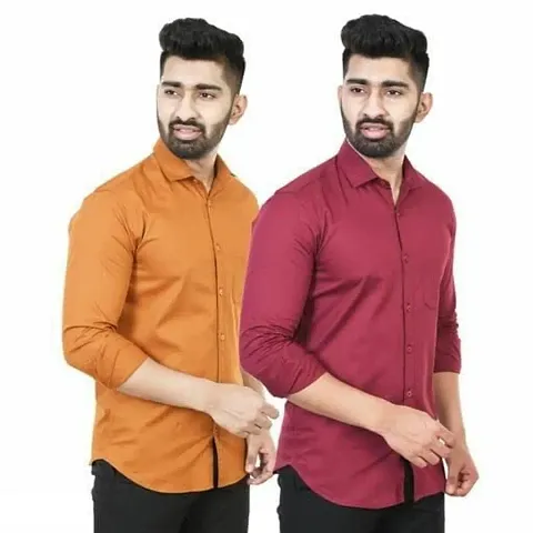 Stylish Men Regular Fit Casual Shirt Pack of 2