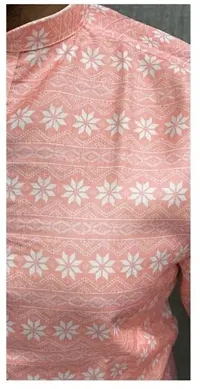 Reliable Pink Cotton Blend Printed Short Length Kurta For Men-thumb2