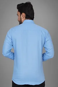 Reliable Blue Cotton Solid Shirt For Men-thumb2