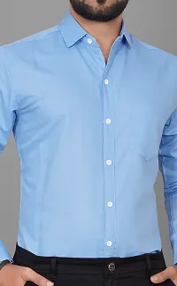 Reliable Blue Cotton Solid Shirt For Men-thumb4