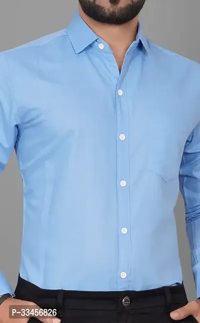 Reliable Blue Cotton Solid Shirt For Men-thumb5