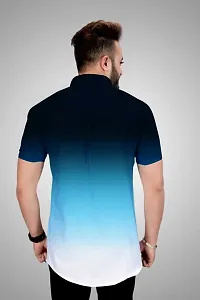 Silver Buck Men's Digital Printed Poly Cotton Halfsleeve Classic Collar Casual Shirt (Sky Blue) Size:-Medium-thumb2