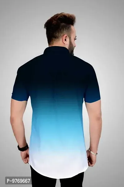 Silver Buck Men's Digital Printed Poly Cotton Halfsleeve Classic Collar Casual Shirt (Sky Blue) Size:-Medium-thumb3