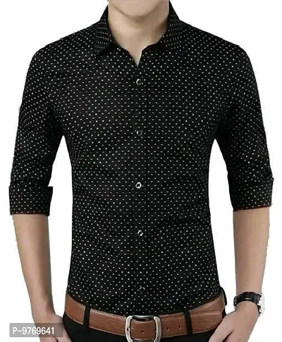 Silver Buck Men's Printed Cotton Fullsleeve Classic Collar Casual Shirt (Black) Size:--thumb0