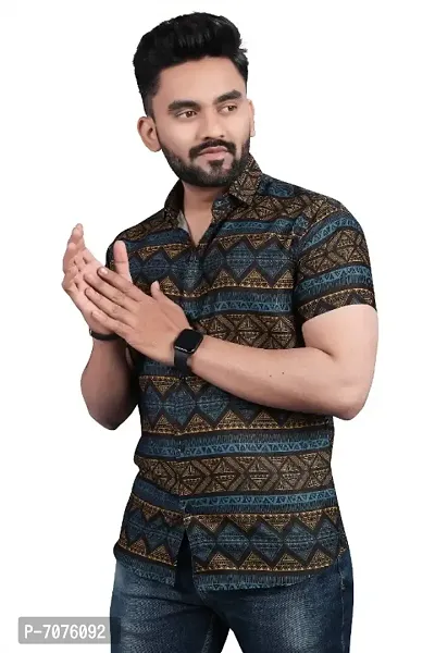 Classic Cotton Blend Printed Shirt For Men-thumb2