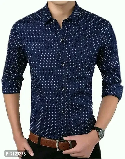 Mens Cotton Bland Polka Printed Shirt-thumb0