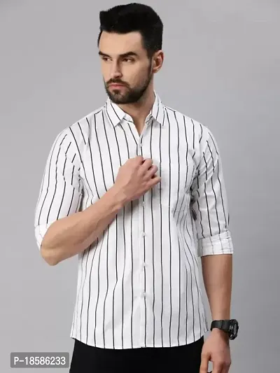 Stylish Cotton Blend Striped Casual shirt for Men-thumb0