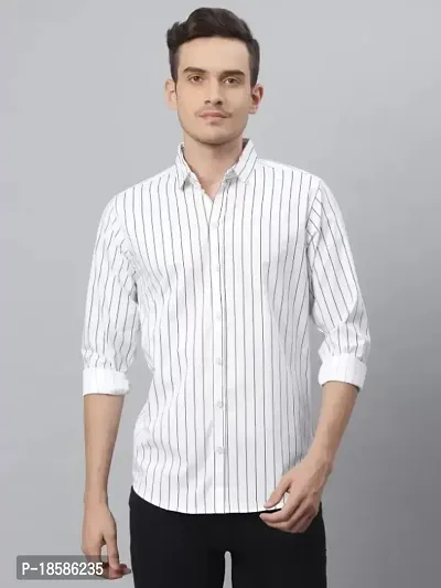 Stylish Cotton Blend Striped Casual shirt for Men-thumb0