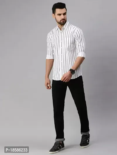 Stylish Cotton Blend Striped Casual shirt for Men-thumb5