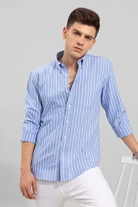 Stylish Cotton Blend Striped Casual shirt for Men-thumb3