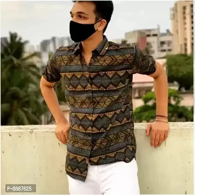 Men Cotton Blend Printed Casual Shirt