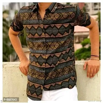 Men Cotton Blend Printed Casual Shirt-thumb0