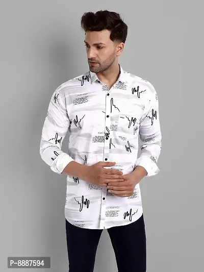 Men Cotton Blend Printed Casual Shirt