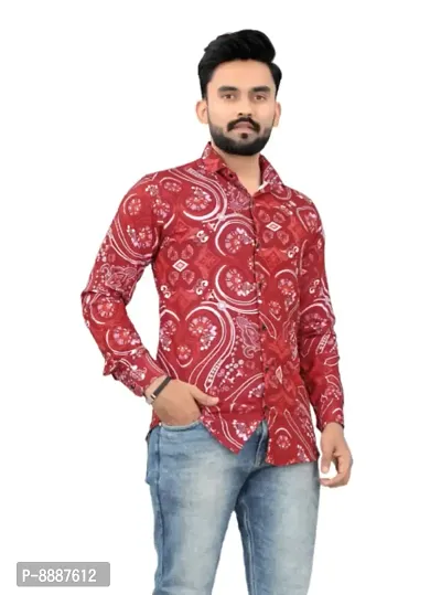 Men Cotton Blend Printed Casual Shirt