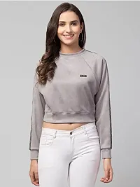 Dream of Dress Women Full Sleeve Solid Sweatshirt (S, Grey)-thumb1