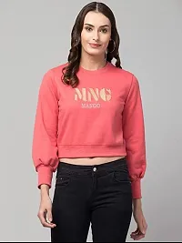 Women Embroidered Pullover Sweat Shirt (L, Red)-thumb1