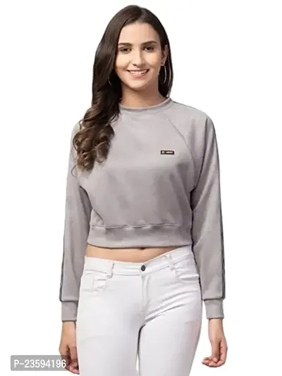 Dream of Dress Women Full Sleeve Solid Sweatshirt (S, Grey)