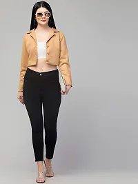 Dream of Dress Women's Regular Fit Crop Blazers (L, Yellow)-thumb1