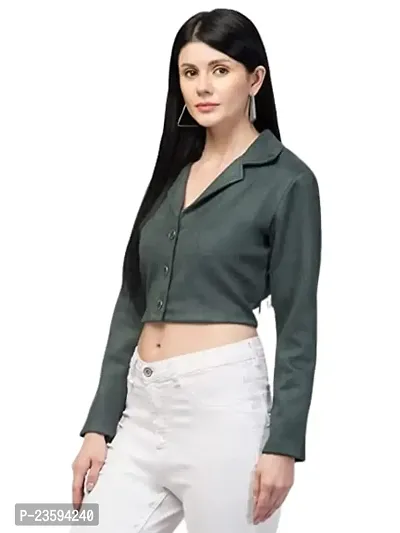 Dream of Dress Women's Regular Fit Crop Blazers (S, Olive)