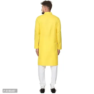 Seawind Men's Cotton Straight Kurta Pyjama Set (S (32), YELLOW)-thumb2