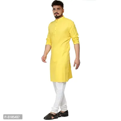 Seawind Men's Cotton Straight Kurta Pyjama Set (S (32), YELLOW)-thumb4