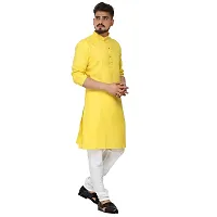 Seawind Men's Cotton Straight Kurta Pyjama Set (S (32), YELLOW)-thumb2