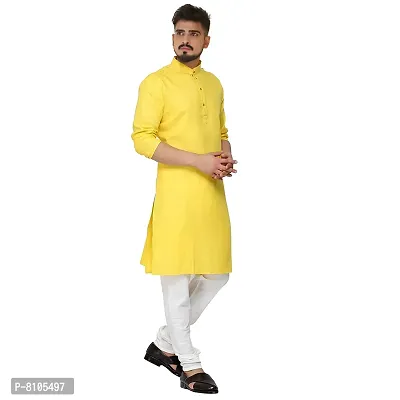 Seawind Men's Cotton Straight Kurta Pyjama Set (S (32), YELLOW)-thumb3